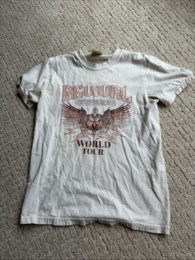 Comfort Colors Revival World Tour Short Sleeve Tee - Light Beige with Rust Print